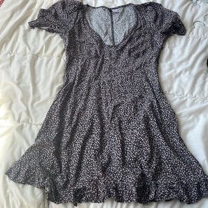 H&M black floral mini dress size S
